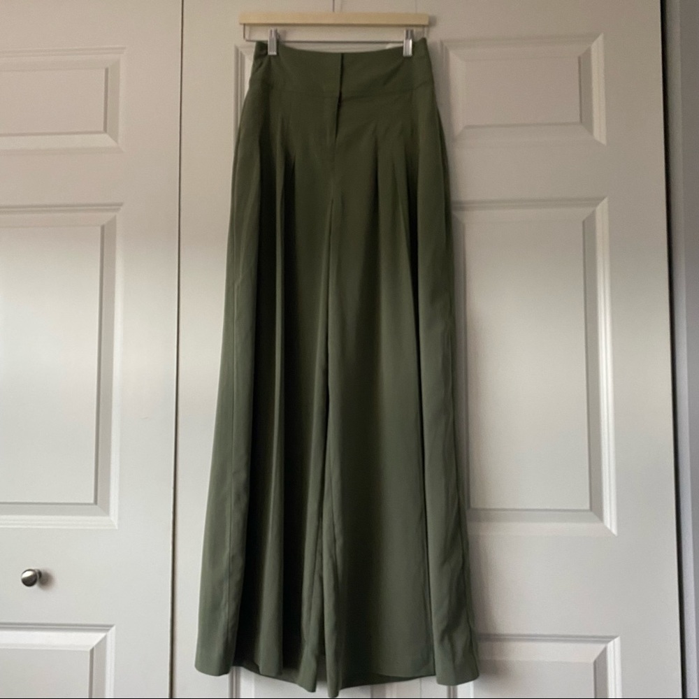 New York and Company Green Wide Leg High Waisted Pants